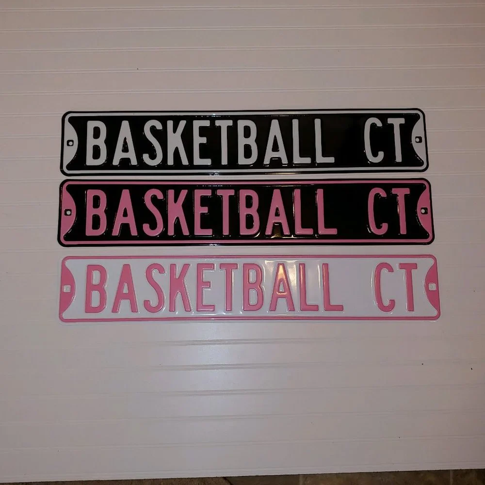 Basketball Metal Street Sign Pink & Black - NEW!